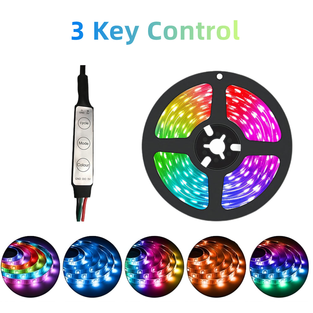 LED Flexible Strip Light Multi Color 5V USB Powered Mini Controller (1  Meter)