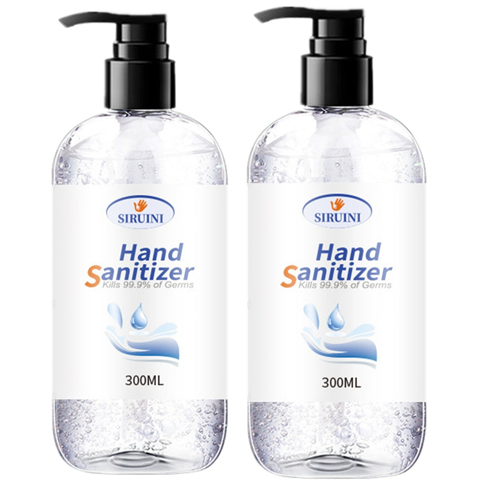 2x Bottles of Hand Sanitiser Gel 300ml Pump Head Family Bottle 75% Alcohol Antibacterial Disinfectant